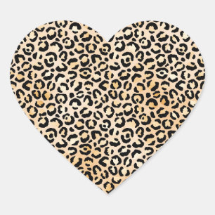 Peach Black Leopard Print Heart Sticker