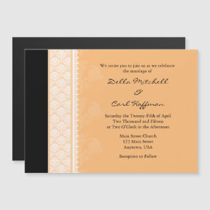 Peach Black Modern Magnetic Wedding Invitation