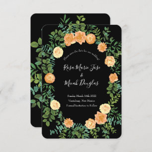 Peach Black Peony Rose Wedding Save Date Invitation