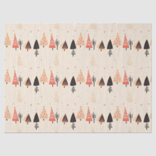 Peach, Black Polka Dot Trees with Snowflakes Tissue Paper