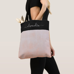Peach Black rustic elegant personalised Tote Bag