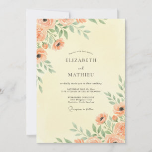 Peach Bloom Botanical Wedding Invitation