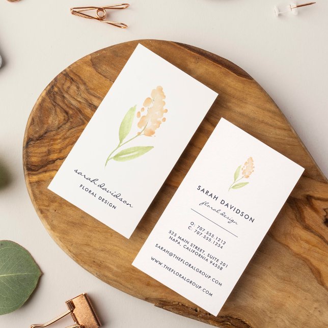 Peach Bloom | Watercolor Floral Vertical Business Card (Creator Uploaded)