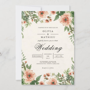 Peach Blossom Arch Romance Wedding Invitation
