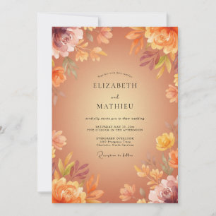 Peach Blossom Autumn Romance Wedding Invitation