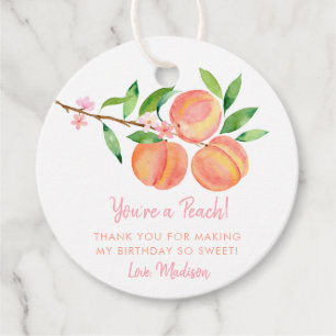 Peach Blossom Birthday Thank You Favour Tags