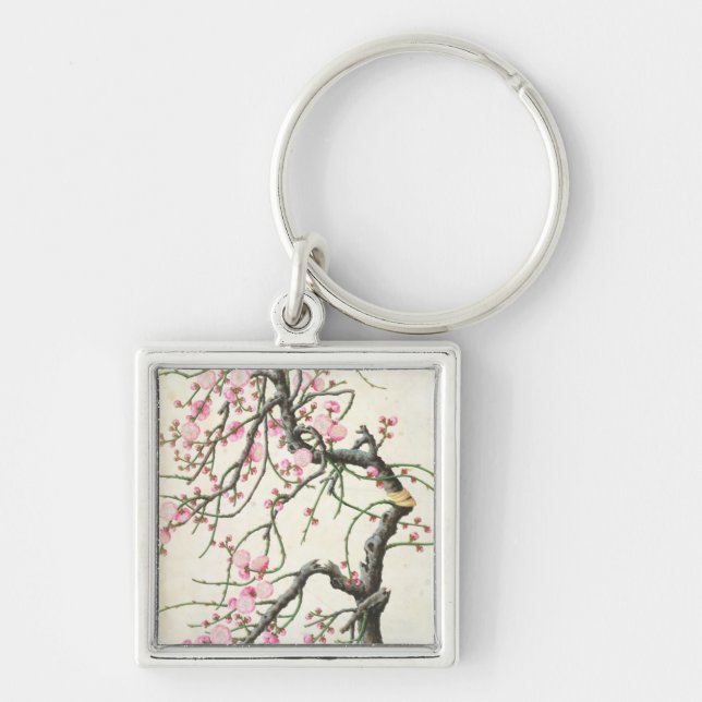 Peach blossom (colour on paper) key ring (Front)