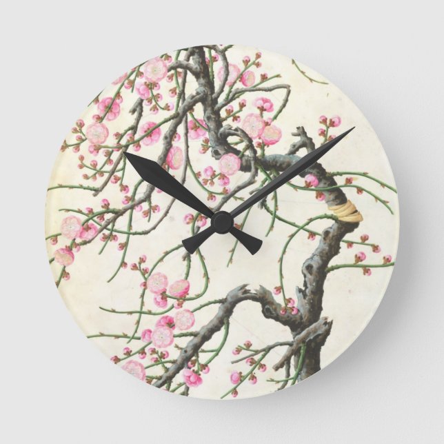 Peach blossom (colour on paper) round clock (Front)