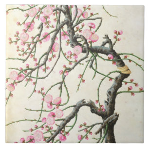 Peach blossom (colour on paper) tile