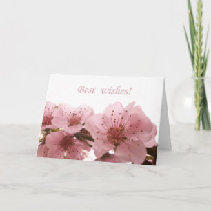 Peach Blossom design. Text. Holiday Card