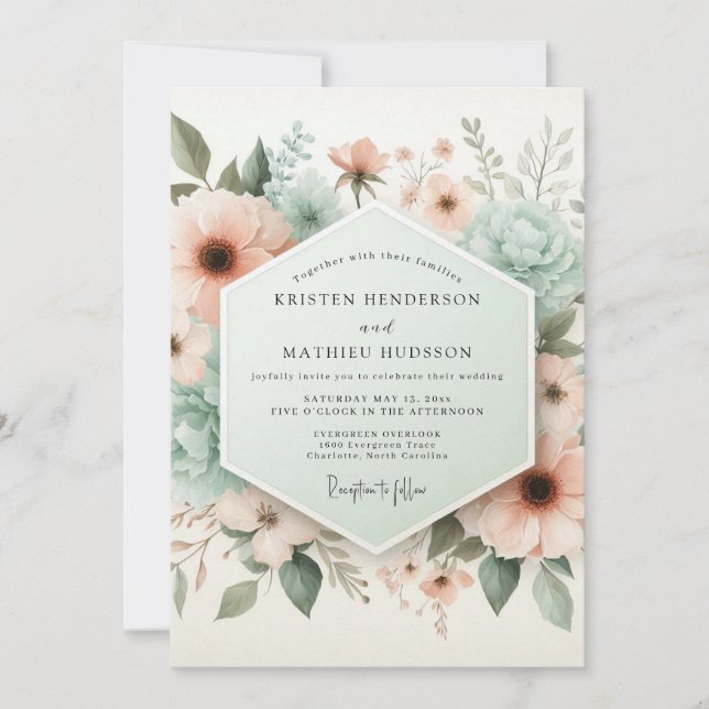 Peach Blossom Ethereal Wedding Invitation (Front)