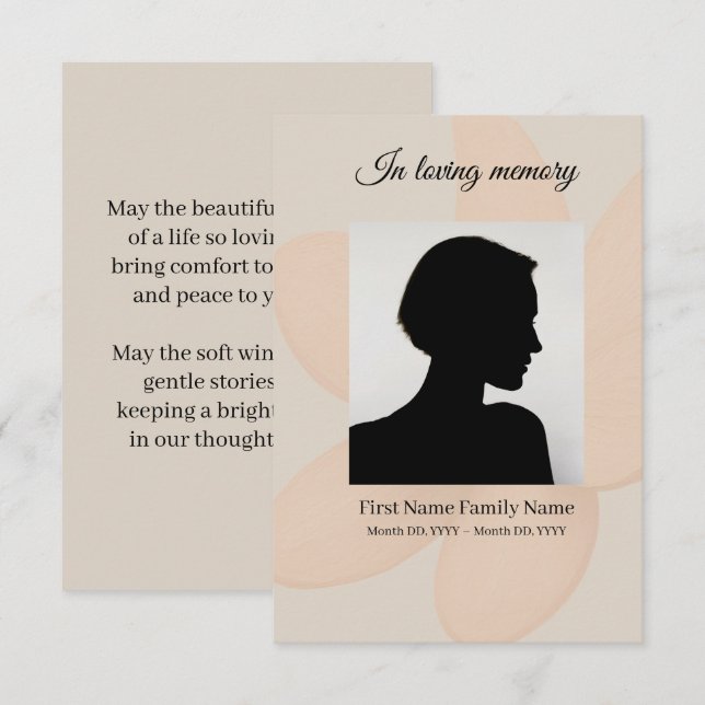 Peach blossom funeral prayer card (Front/Back)
