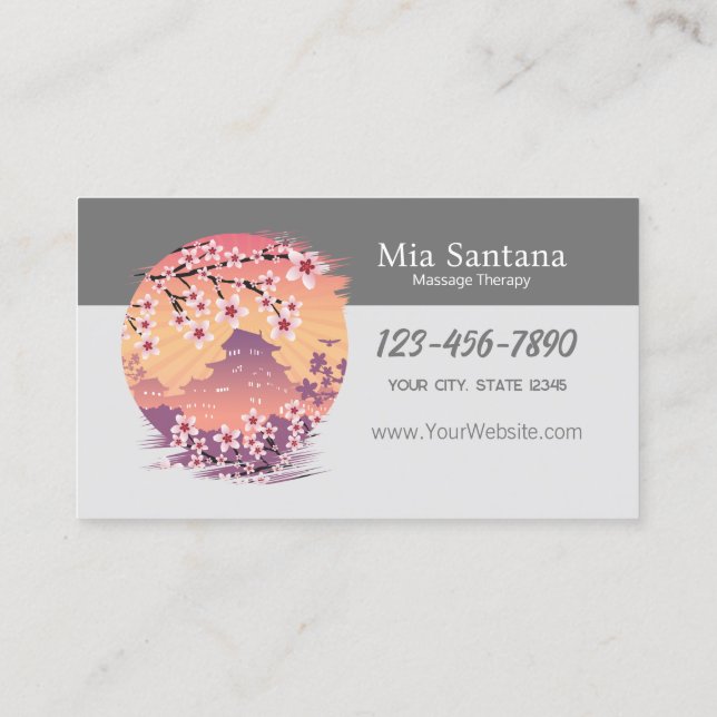 Peach Blossom Massage Therapy Business Card (Back)