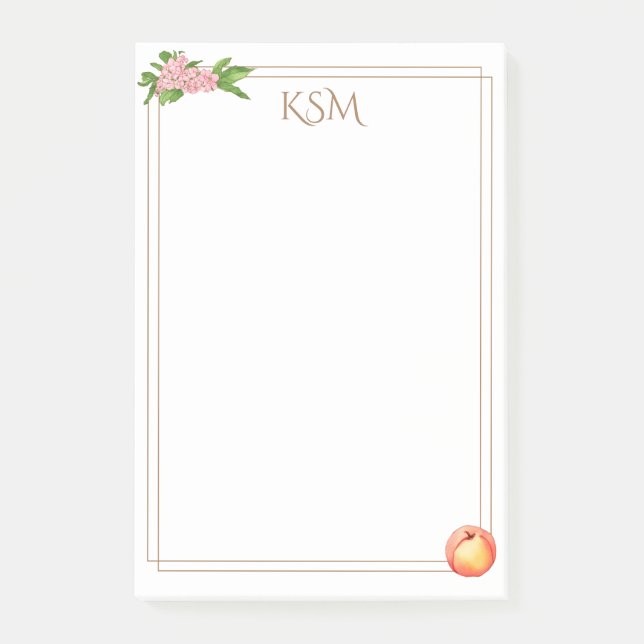 Peach Blossom Monogram Post it Notes (Front)