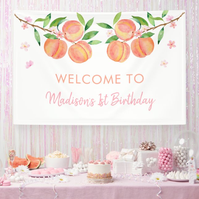 Peach Blossom One Sweet Peach Birthday Banner (Party)