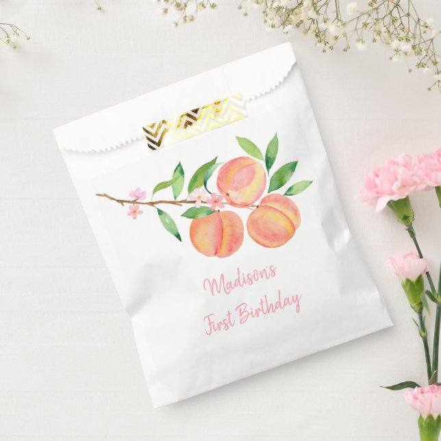 Peach Blossom One Sweet Peach Birthday Favour Bags (Sealed)