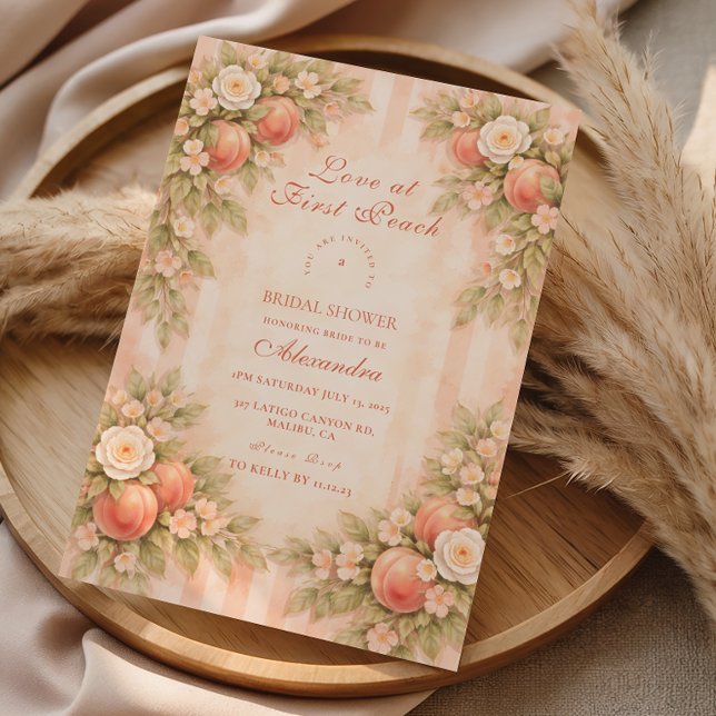 Peach Blossom Romance Bridal Shower Invitation (Creator Uploaded)