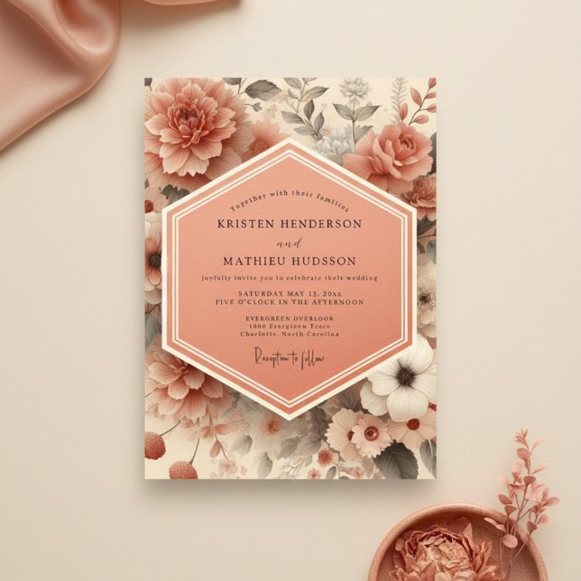Peach Blossom Romance Wedding Invitation (Creator Uploaded)