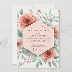 Peach Blossom Romance Wedding Invitation