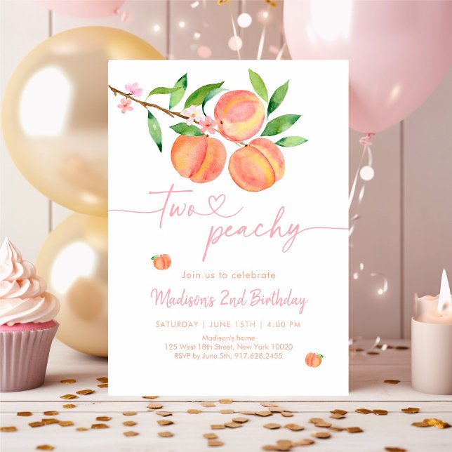 Peach Blossom Two Peachy Birthday Invitation (Creator Uploaded)