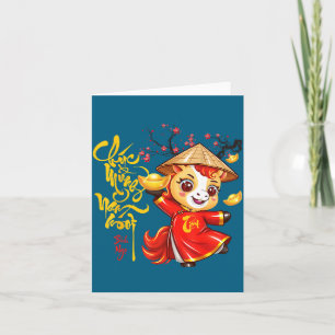 Peach Blossom Vietnamese Lunar New Year Horse 2026 Card