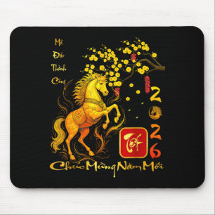 Peach Blossom Vietnamese Lunar New Year Horse 2026 Mouse Mat
