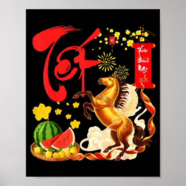 Peach Blossom Vietnamese Lunar New Year Horse 2026 Poster (Front)