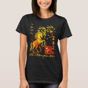 Peach Blossom Vietnamese Lunar New Year Horse 2026 T-Shirt