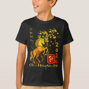Peach Blossom Vietnamese Lunar New Year Horse 2026 T-Shirt