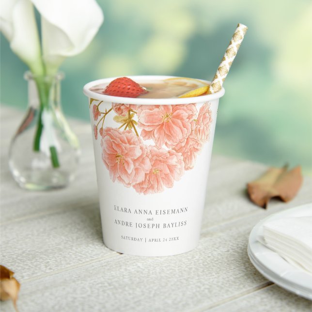 Peach blossom watercolor flower wedding cups (Insitu)