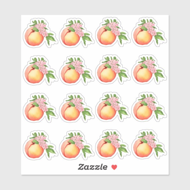 Peach Blossom Watercolor Mini Stickers (Sheet)