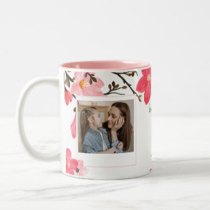 Peach Blossom Watercolor Mother's Day Photo Mug
