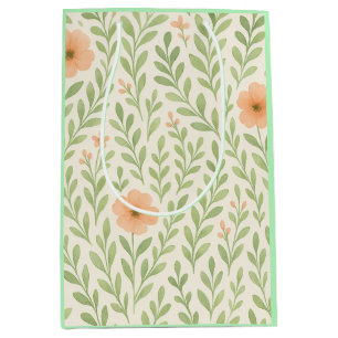 Peach Blossom Watercolor Wrapping Paper — Elegant  Medium Gift Bag