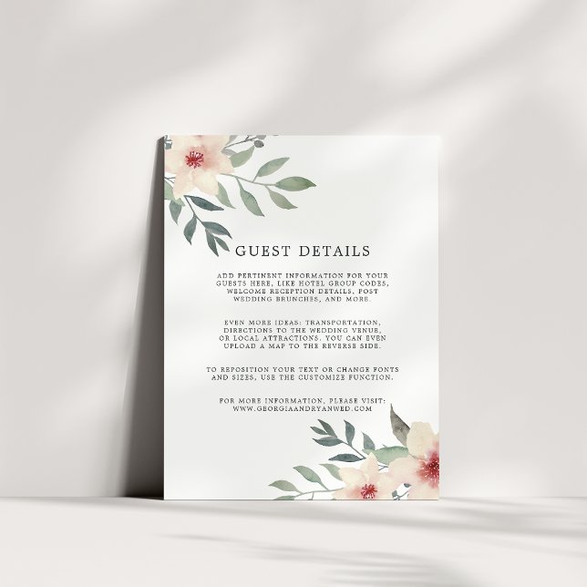 Peach Blossom Wedding Guest Details Card (Creator Uploaded)