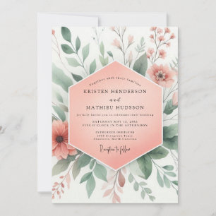 Peach Blossom Whimsy Wedding Invitation