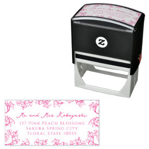 Peach Blossoms Flower Asian Wedding Return Address Self-inking Stamp