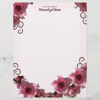 Peach Blossoms Lined  Custom Letterhead