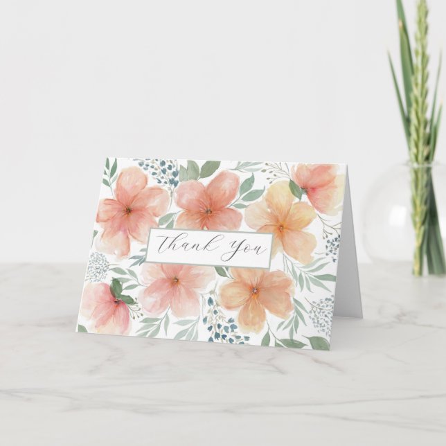 Peach Blossoms Thank You Card (Front)