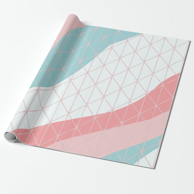 Peach & Blue Abstract Gift Wrapping paper (Unrolled)