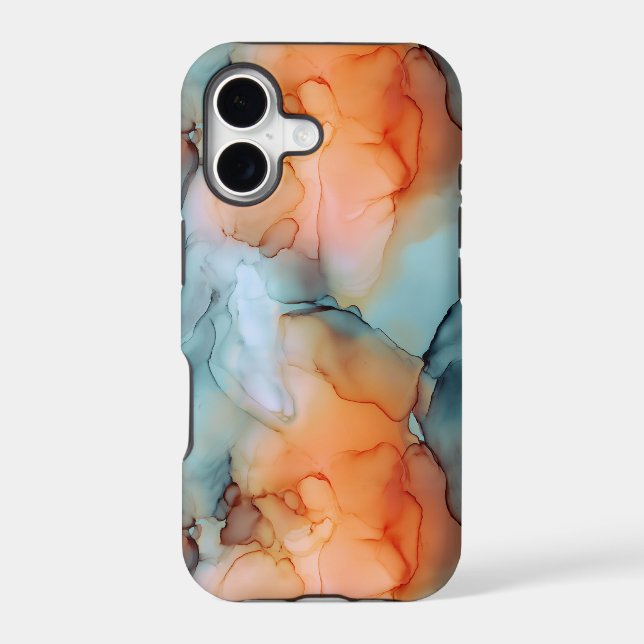 Peach Blue Alcohol Ink Fluid Abstract (Back)