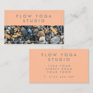 Peach Blue Beach Rocks Business Card