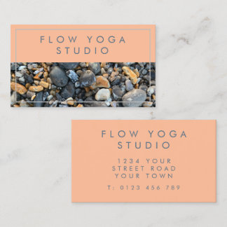 Peach Blue Beach Rocks Business Card