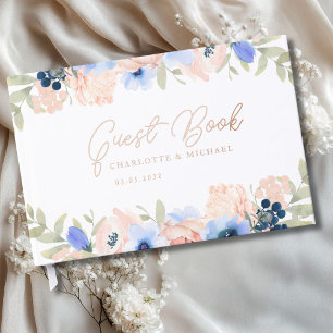 Peach Blue Blush Wedding Guest Book