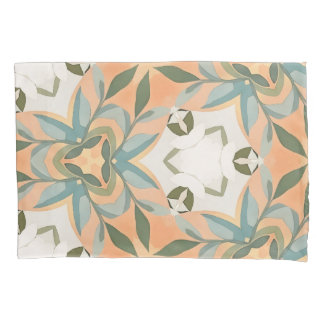 Peach Blue Botanical Seamless Pattern Pillowcase
