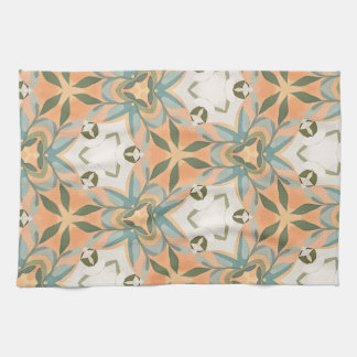 Peach Blue Botanical Seamless Pattern Tea Towel