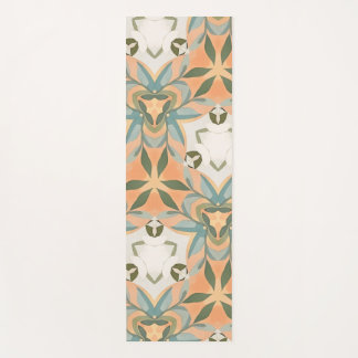 Peach Blue Botanical Seamless Pattern Yoga Mat