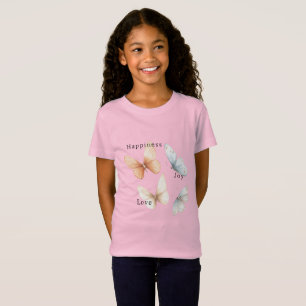 Peach Blue Butterflies Happiness Love Joy T-Shirt