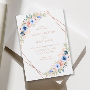 Peach Blue Light-Gray Wedding Collection Invitation