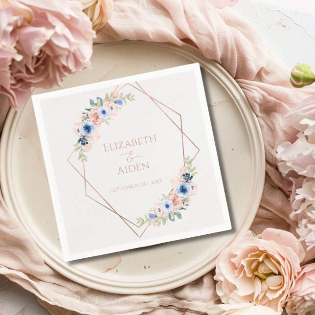 Peach Blue Light-Gray Wedding Collection Napkin (Peach Blue Light-Gray Wedding Collection Napkins)