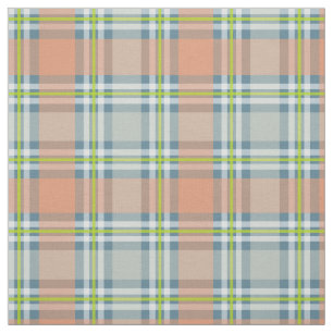 peach blue lime plaid fabric